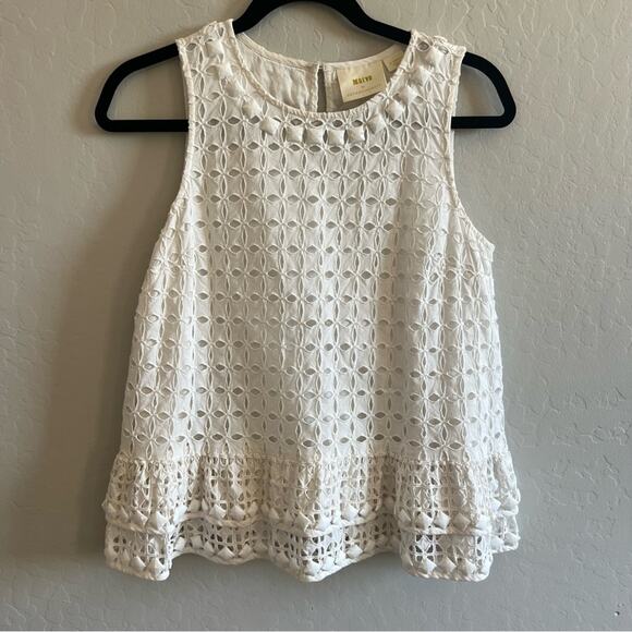 Anthropologie Maeve Women's 100% Cotton Monika Beaded Eyelet Tank Top XS - Picture 3 of 6